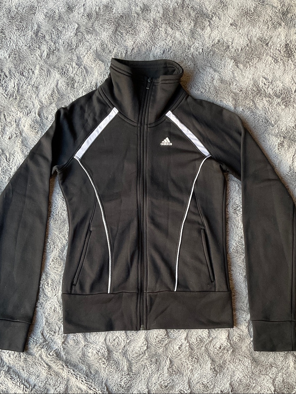 adidas Black Track Jacket with White Piping
